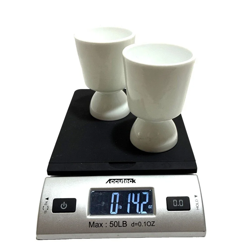 Double Egg cup stands Set of 2  White Milk Glass 4 inches tall